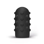 Masturbateur Bumpy All Black 17 cm, vue de face sur son fourreau noir couvert de grosses bosses arrondies regulieres, surface souple pour une stimulation externe marquee.