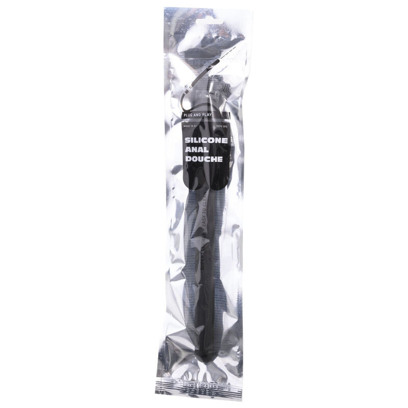all black douche anal ridee en silicone 27 cm