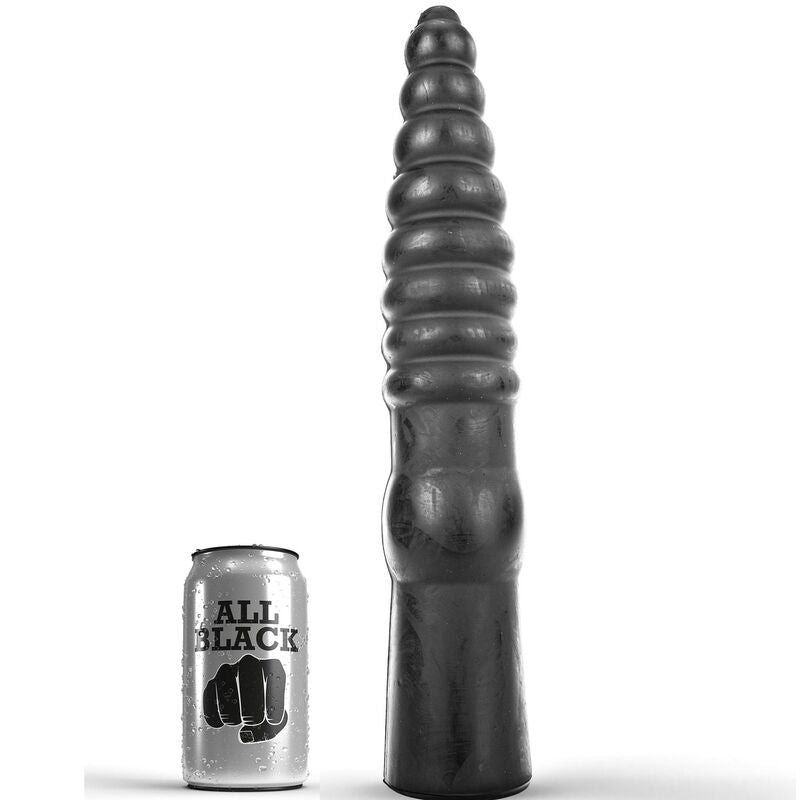 Gode anal All Black structure cannelée — vue principale