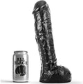 Dong silicone épais et veiné noir avec base — vue principale