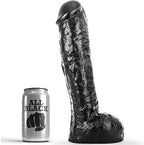 Dong silicone épais et veiné noir avec base — vue principale
