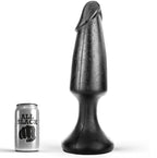 Long plug anal All Black noir a forme allongee pres de sa canette, fut en fuseau a tete arrondie et large base trapeze, PVC de 35 cm pour remplir et etirer progressivement.