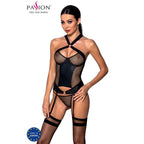 Corset Amanda cuir écologique avec maille sensuelle — vue principale