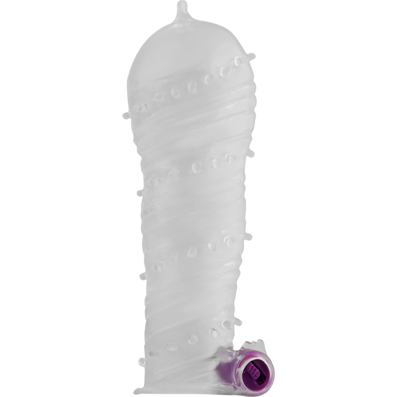 ohmama gaine penis texturee avec balle vibrante a point large