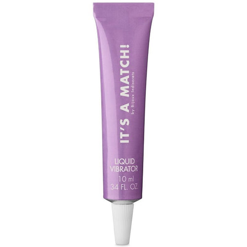 Tube applicateur violet It's a Match Bijoux Indiscrets a embout fin, photographie isolee sur fond blanc, vibromasseur liquide baume clitoridien 10 ml