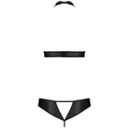 Ensemble fétichiste cuir écologique soutien-gorge et string — comparatif dimensionnel