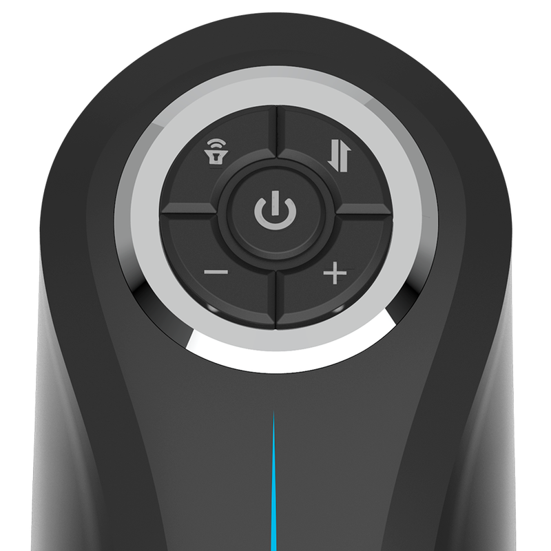 Milker Stroker - gros plan sur le panneau de commande tactile (vibration, pulsation, marche/arret, vitesse)
