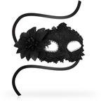 Masque vénitien à dentelle et fleur latérale noir — détail produit