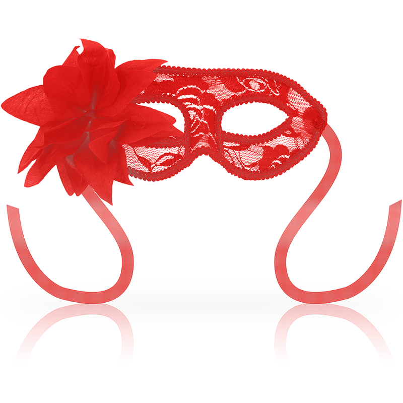Masque de style vénitien dentelle et fleur rouge — vue principale