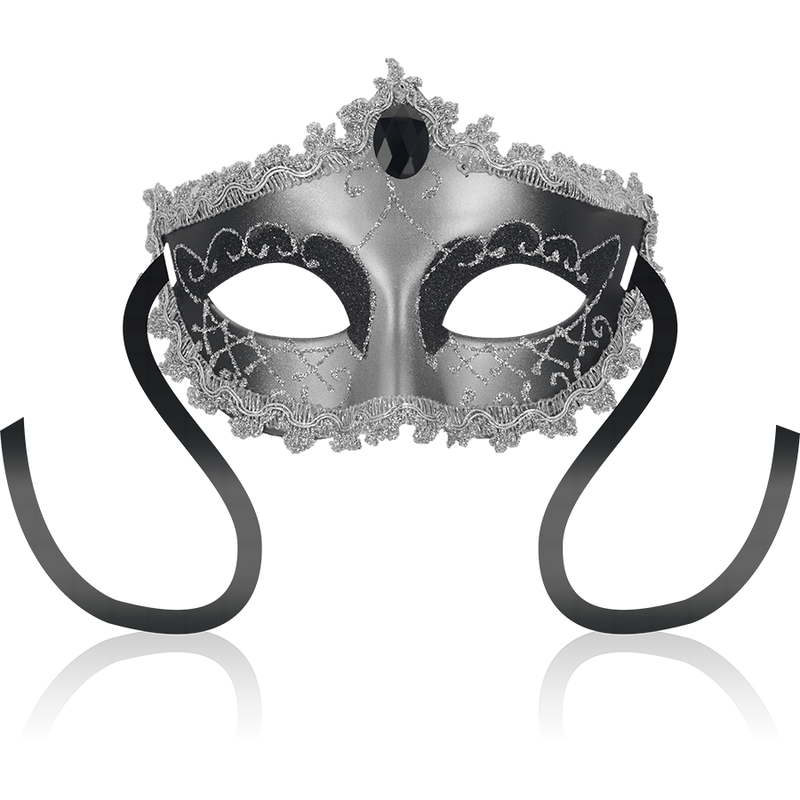 Masque vénitien noir en relief à diamant décoratif — vue principale