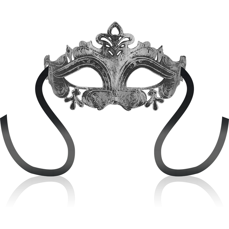 Masque vénitien argent relief satin — vue principale