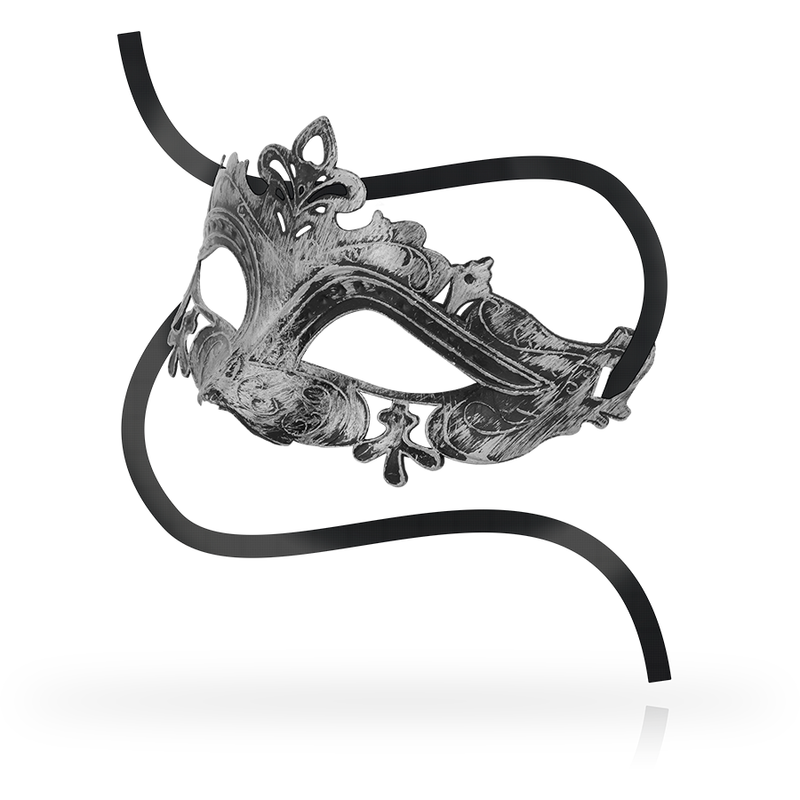 Masque vénitien argent relief satin — détail produit