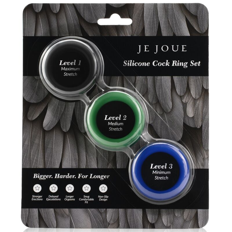 Coffret de trois anneaux péniens en silicone — détail produit
