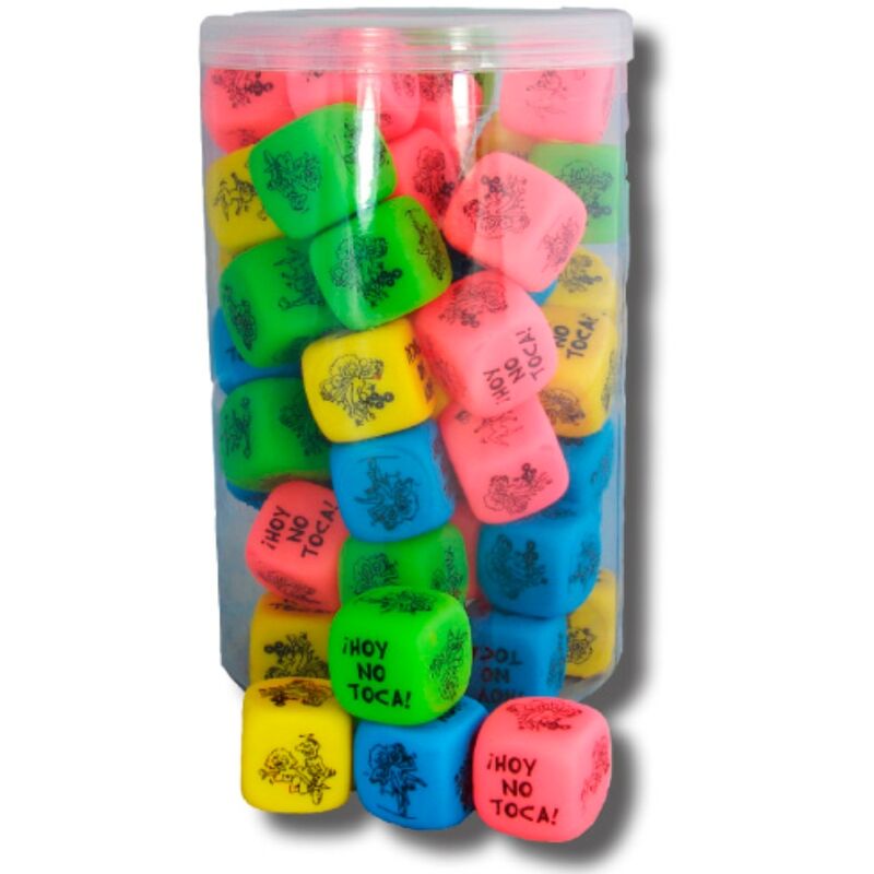 Vrac de des coquins fluo de 25 mm pour couple, multicolores vert jaune bleu rose, graves de positions a lancer pour laisser le hasard choisir la posture du jeu