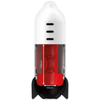 Masturbateur Rocket Jamyjob en coupe, schéma technique avec dimensions internes 130 mm de profondeur et 50 mm de diamètre