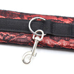 Menottes velours ajustables rouge et noir — vue de dos