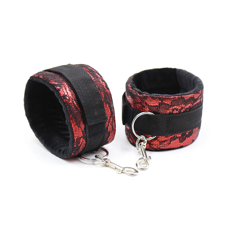 Menottes velours ajustables rouge et noir — vue principale