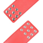 Menottes rouges avec fermeture à pression — détail texture surface