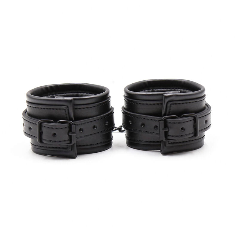 Menottes cuir ajustables restriction BDSM — vue de profil