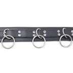 Collier de soumission à trois anneaux avec laisse — détail texture surface