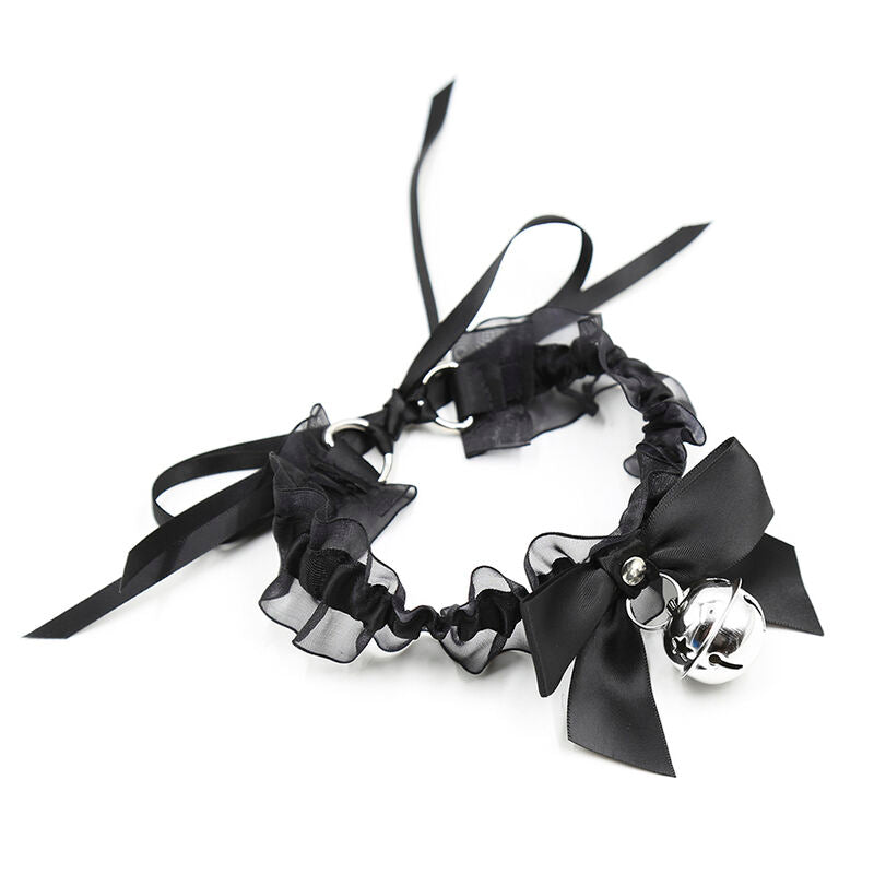Collier fétiche dentelle avec cloche — vue de dos