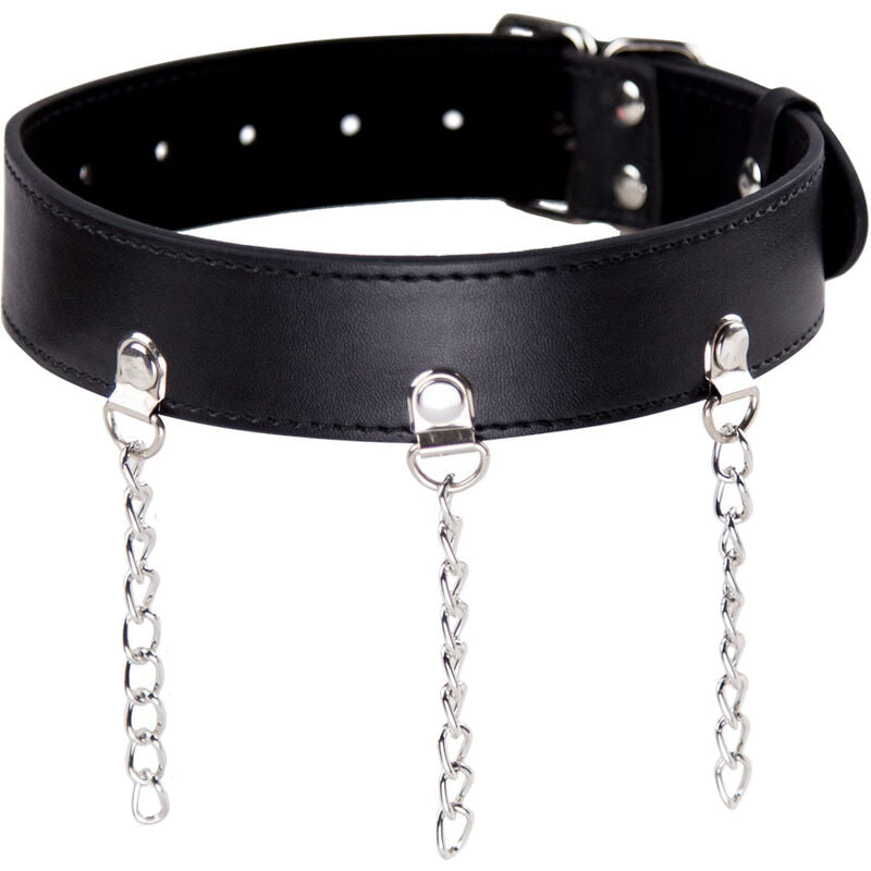 Collier fétiche en simili cuir avec anneaux — vue principale