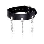 Collier fétiche en simili cuir avec anneaux — vue de profil