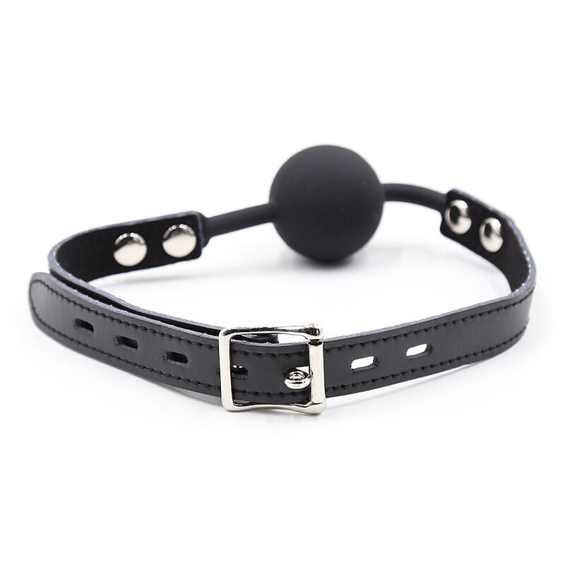 Bâillon-boule silicone avec sangle et cadenas — vue de dos