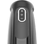 Gros plan sur le bloc de commande ovale du Tornado Jamyjob, avec les icônes son, marche/arrêt et vibration