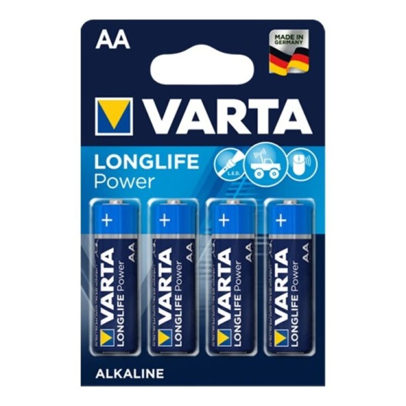 Piles AA alcalines longue durée, 4 unités VARTA