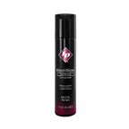 Petit flacon ID BackSlide 30 ml noir elance, lubrifiant silicone anal concentre extra epais format compact, glisse longue duree vue de face