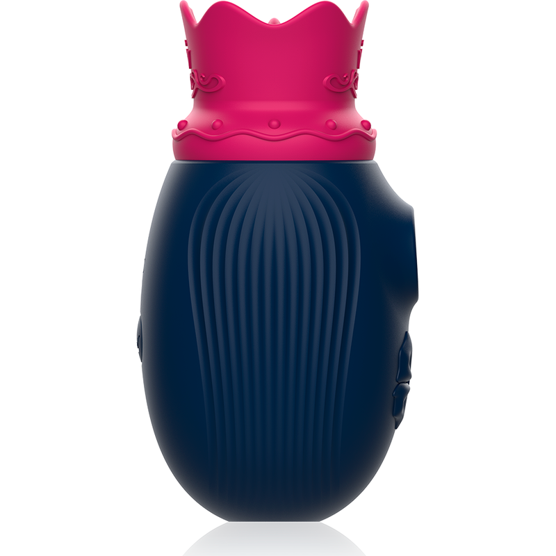 Stimulateur clitoridien Intense bleu nuit a corps nervure et couronne rose, jouet de succion et leche rechargeable USB en silicone super doux