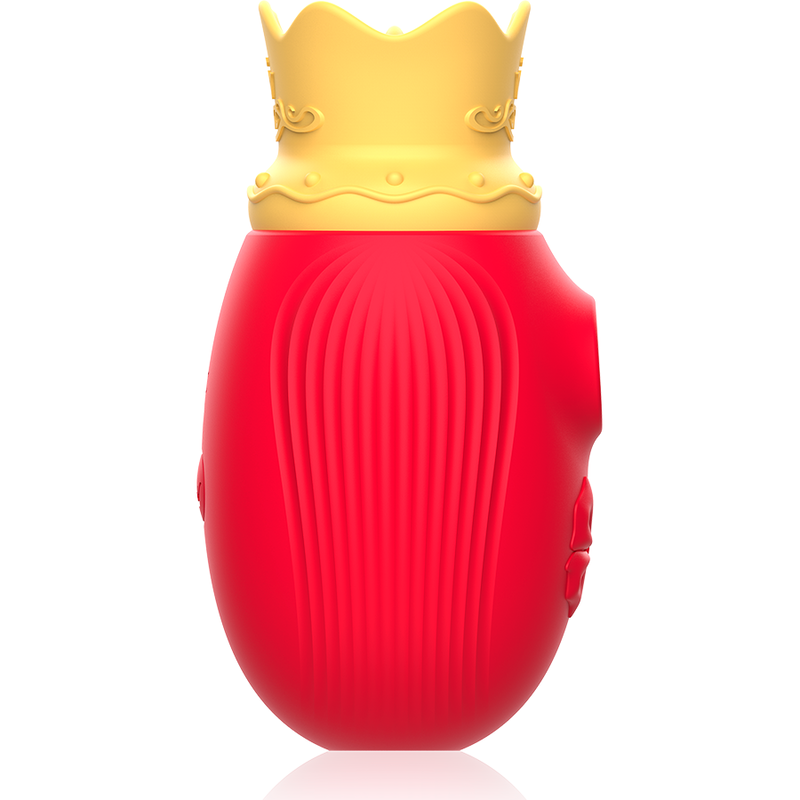 Stimulateur clitoridien Intense rouge vif a couronne jaune, corps nervure en silicone super doux conjuguant succion et leche pour le clitoris