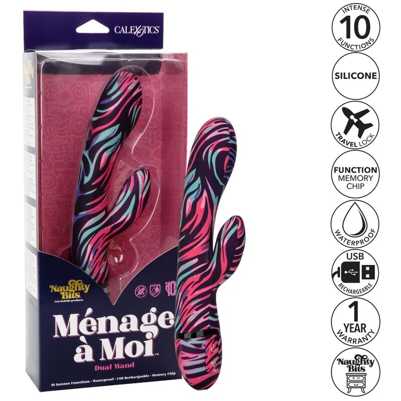 Vibrateur double baguette Naughty Bits Ménage à Moi — vue de profil