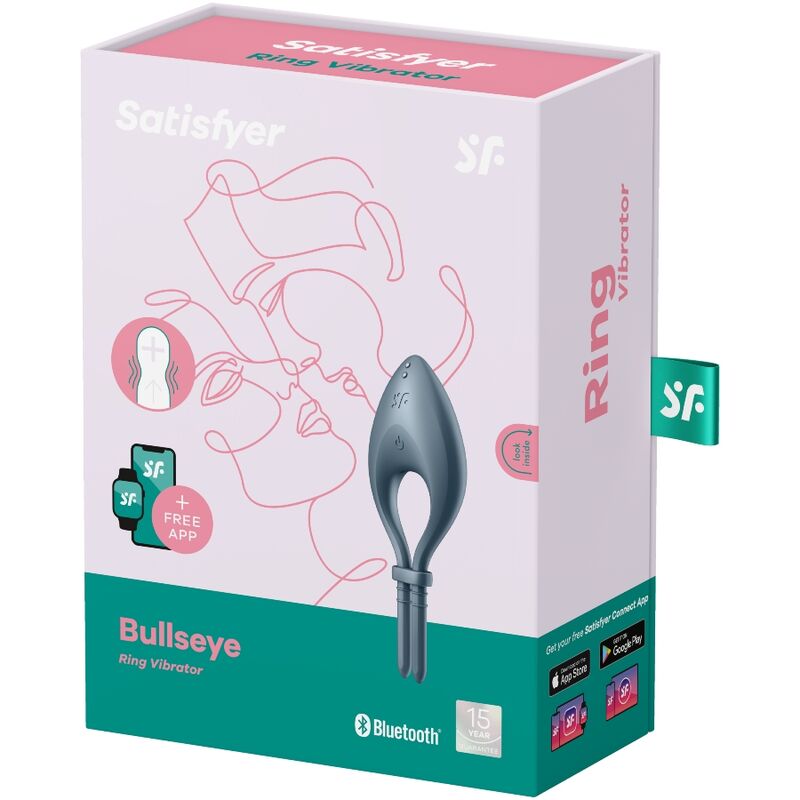 Anneau pénien vibrant réglable connecté Bullseye — vue de dos