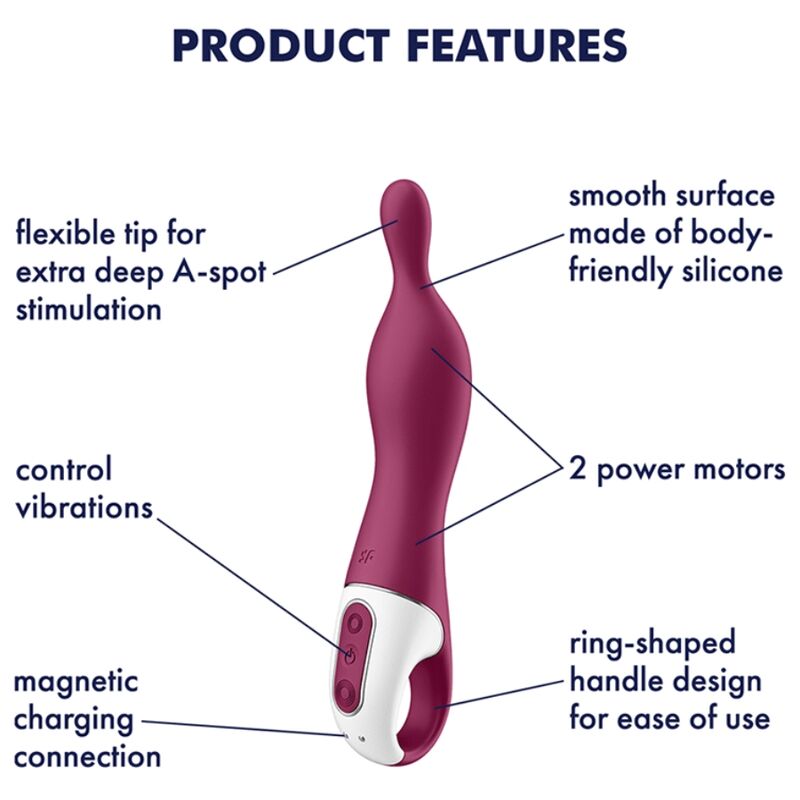 Vibromasseur point G et point A en silicone médical — vue de dos