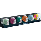 Coffret SF Masturbator Eggs Satisfyer aligné dans son étui, six œufs masturbateurs colorés à textures internes différentes, matière souple hydro-active pour plaisir varié homme