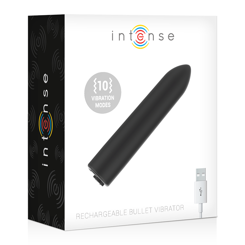 Boite noire Rechargeable Bullet Vibrator Intense illustrant la balle vibrante lisse ; mini stimulateur silicone dix modes, moteur puissant rechargeable USB pour le clitoris
