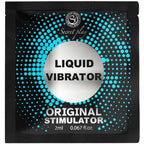 Sachet unidose Liquid Vibrator Original Stimulator 2 ml, emballage bleu pixelise Secret Play, echantillon de gel stimulant unisexe effet vibrant.