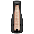 Masturbateur Satisfyer Men One en coupe, gaine interieure texturee teinte chair dans un boitier noir, manchon souple a relief pour homme.