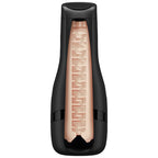 Masturbateur Satisfyer Men One en coupe, gaine interieure texturee teinte chair dans un boitier noir, manchon souple a relief pour homme.