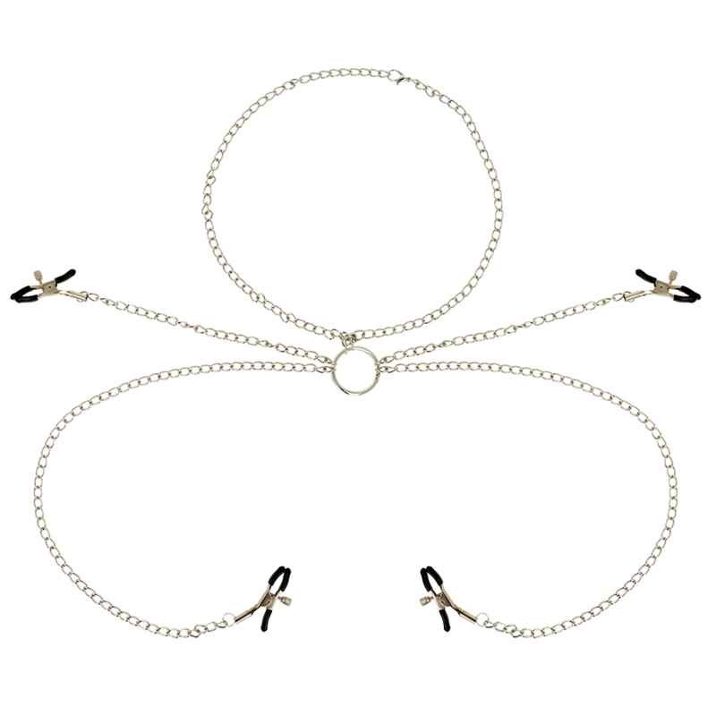 Pinces à tétons avec collier chaîne métal Ohmama — vue principale