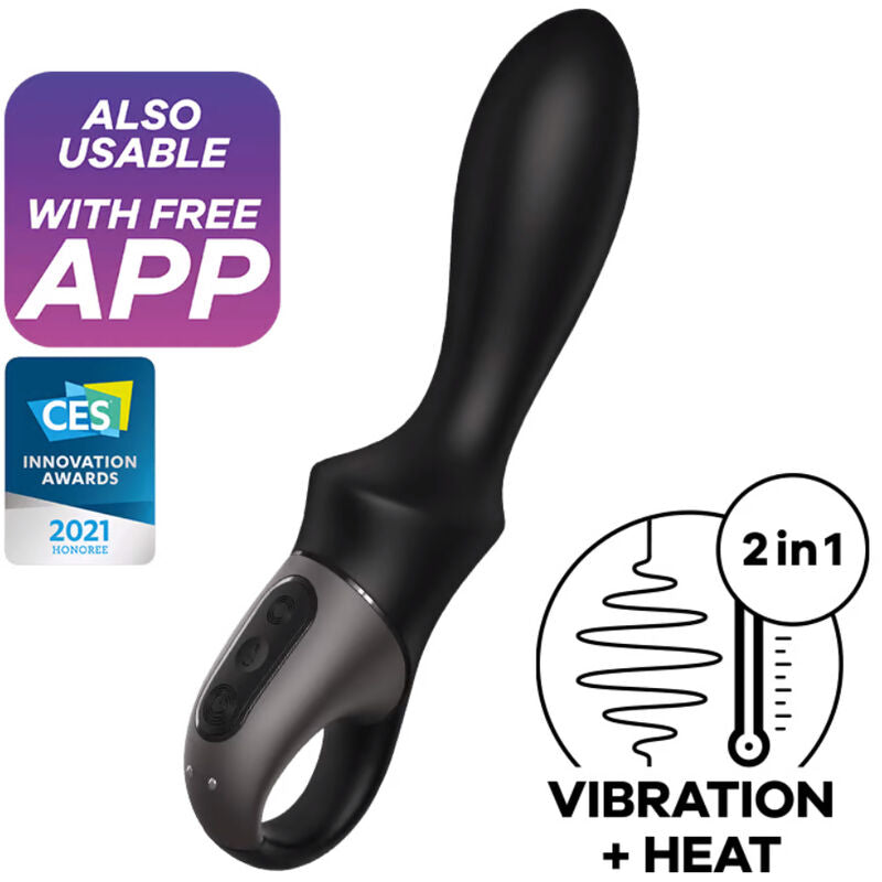 Vibromasseur anal chauffant connecté en silicone — vue principale