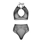 Ensemble deux pièces halter crop top & string Leg Avenue — détail texture surface
