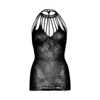 Mini robe dentelle avec découpes résille noir — détail texture surface