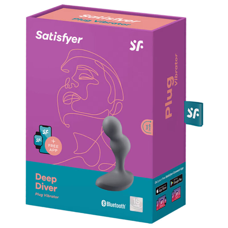 satisfyer application de plug vibrant deep diver gris
