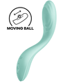 Vibromasseur point G Rrrolling Pleasure vert menthe à boule mobile interne, courbe douce en silicone. Pictogramme Moving Ball, deux moteurs, étanche IPX7.