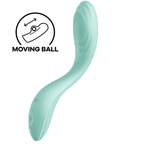 Vibromasseur point G Rrrolling Pleasure vert menthe à boule mobile interne, courbe douce en silicone. Pictogramme Moving Ball, deux moteurs, étanche IPX7.