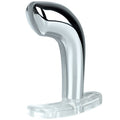 Masseur de prostate Rogue ElectraStim en metal chrome a squelette transparent, design courbe asymetrique demontable, accessoire e-stim lourd pour stimulation interne.