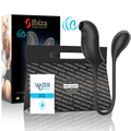 Stimulateur Ibiza à double embout : tête d'aspiration ovale et pointe nervurée, relié par une tige flexible noire